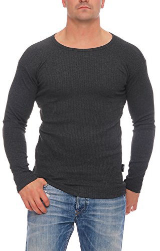 stylenmore Herren Thermo-Unterhemd Langarm Innenfleece Winter Kälteschutz Longsleeve Wintersport Wandern Arbeitskleidung angeraut wärmend M-4XL Anthrazit Dunkelblau Grau (3XL, Anthrazit) von stylenmore