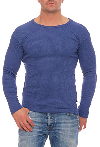 stylenmore Herren Thermo-Unterhemd Langarm Innenfleece Winter Kälteschutz Longsleeve Wintersport Wandern Arbeitskleidung angeraut wärmend M-4XL Anthrazit Dunkelblau Grau (3XL, Dunkelblau) von stylenmore