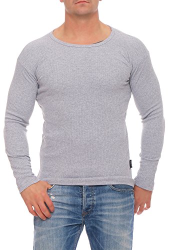 stylenmore Herren Thermo-Unterhemd Langarm Innenfleece Winter Kälteschutz Longsleeve Wintersport Wandern Arbeitskleidung angeraut wärmend M-4XL Anthrazit Dunkelblau Grau (XL, Grau) von stylenmore