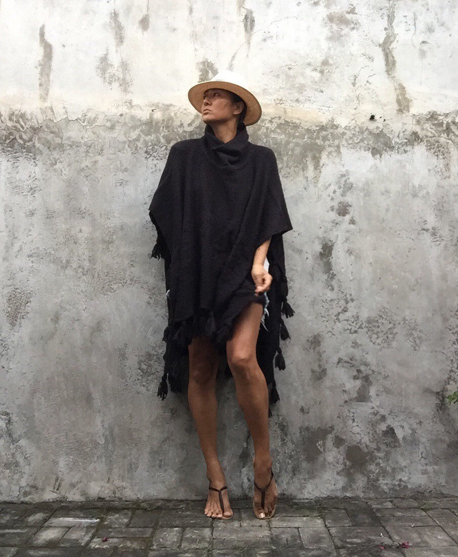 stl01/Lange Lange Quaste, Cape, Poncho, Reise, Frühling, Boho, Surf Girl, Winter, Flugzeug von stylepark1