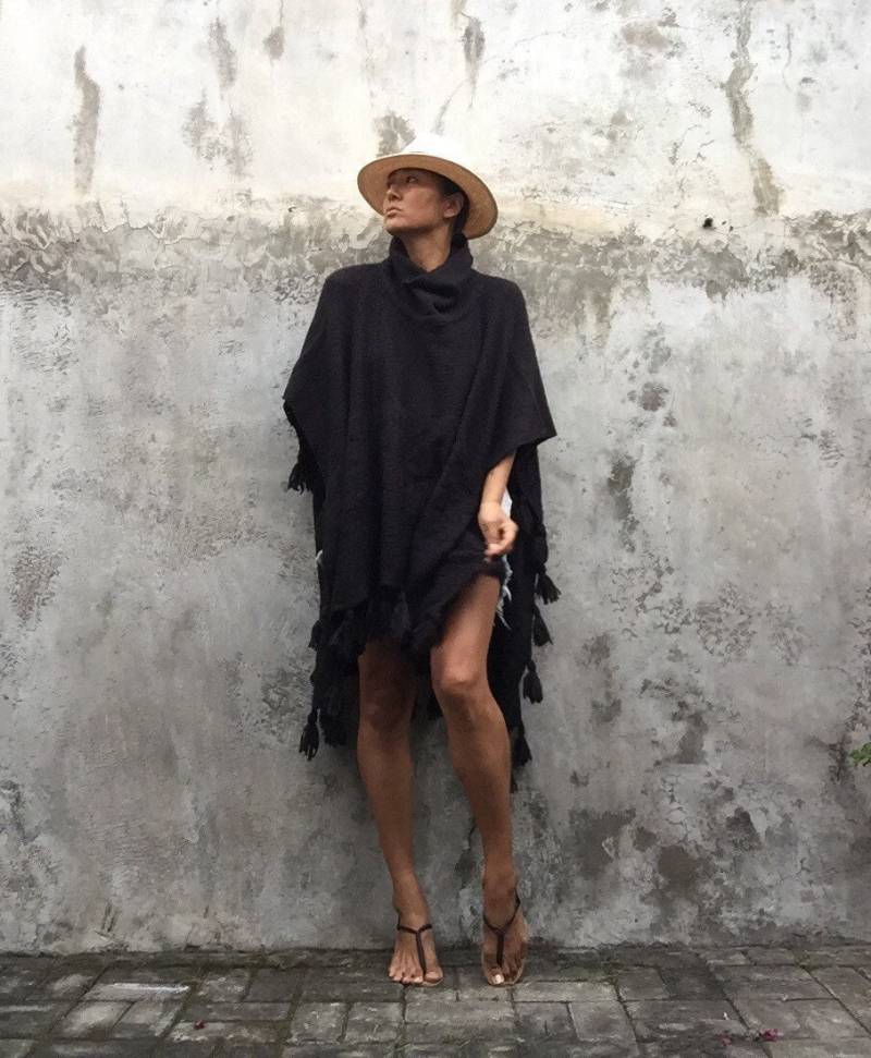 stl01/Lange Lange Quaste, Cape, Poncho, Reise, Frühling, Boho, Surf Girl, Winter, Flugzeug von stylepark1