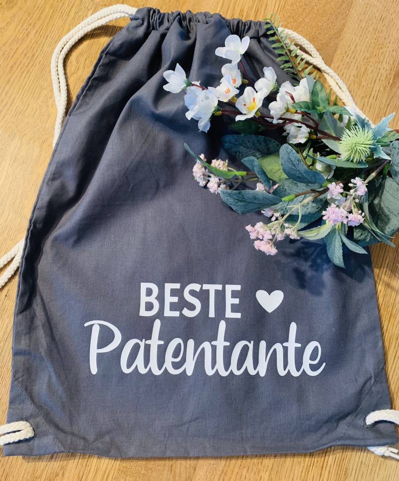 Turnbeutel Beste Patentante, Beutel Mit Sprüchen, Wunschtext, Geschenkidee Personalisieren von styleyourprint