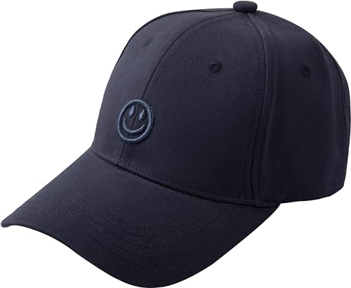 stylx Baseball Cap Damen Herren Baumwolle Smiley, Unisex Verstellbar Basecap Sonnenschutz Baseballkappen Sport Cap Sonnenhut Reisen Draußen (DE/NL/SE/PL, Alphanumerisch, Einheitsgröße, dunkelblau) von stylx