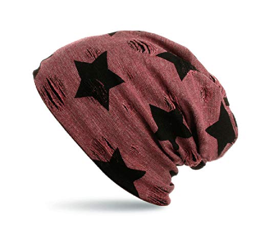 stylx Beanie Mütze mit Sterne Print im Destroyed Vintage Look, Unisex (B15) von stylx