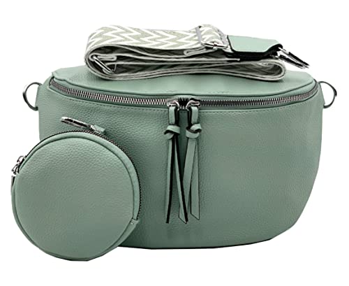 stylx Crossbody Bag Damen Leder Breiter Gurt Handtasche Umhängetasche Moderne Taschen mit breitem Schultergurt,Abnehmbarer Schultergurt,Schwarz. (2mint) von stylx