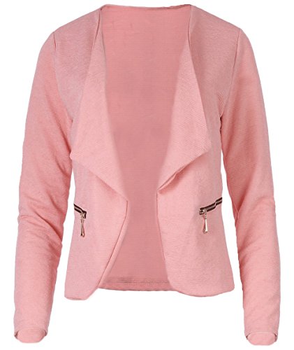 stylx Damen Blazer kragenlos mit Zipper Gr. S 34 - XL 44 (rosa, 40/42) von stylx