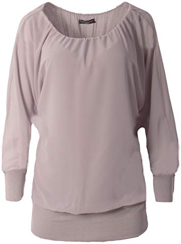 stylx Damen Bluse Shirt Langarmshirt Gr. 40-50 | Tunika mit Langen Armen | Blusenshirt mit breitem Bund | Elegant - (hellgrau, 48-50) von stylx