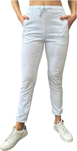 stylx Damen Chinohose Schlupfhose Damen Stretch Hose leichte Hose Gr.36-54 mit elastischem Bund, mit Kordelzug, (DE/NL/SE/PL, Numerisch, 44, 46, Regular, Regular, weiß) von stylx