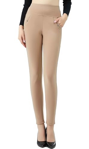 stylx Damen Hose elegant mit Gummibund und Taschen (DE/NL/SE/PL, Numerisch, 40, 42, Regular, Regular, beige) von stylx