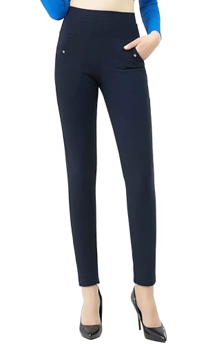stylx Damen Hose elegant mit Gummibund und Taschen (DE/NL/SE/PL, Numerisch, 42, 44, Regular, Regular, dunkelblau) von stylx