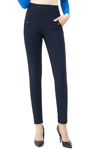 stylx Damen Hose elegant mit Gummibund und Taschen (DE/NL/SE/PL, Numerisch, 46, 48, Regular, Regular, dunkelblau) von stylx