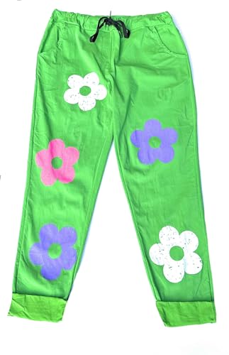 stylx Damen Jogginghose Blume im Vintage Look Sweatpants für Freizeit Sport und Fitness (DE/NL/SE/PL, Numerisch, 40, 42, Regular, Regular, grün) von stylx