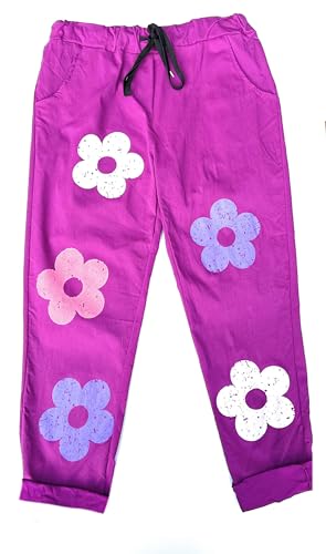 stylx Damen Jogginghose Blume im Vintage Look Sweatpants für Freizeit Sport und Fitness (DE/NL/SE/PL, Numerisch, 42, 44, Regular, Regular, brombeer) von stylx