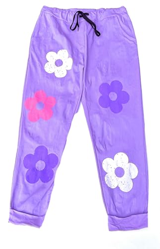 stylx Damen Jogginghose Blume im Vintage Look Sweatpants für Freizeit Sport und Fitness (DE/NL/SE/PL, Numerisch, 44, 46, Regular, Regular, lila) von stylx