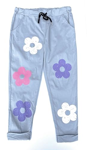 stylx Damen Jogginghose Blume im Vintage Look Sweatpants für Freizeit Sport und Fitness (DE/NL/SE/PL, Numerisch, 48, 50, Regular, Regular, grau) von stylx