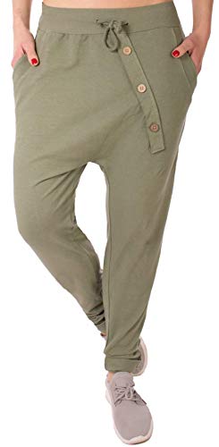 stylx Damen Jogginghose Größe 36-50 Sweatpants Sterne Boyfriend Ali Baba Style Anker Camouflage Uni Farben (Uni Khaki, 42-44) von stylx