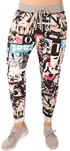 stylx Damen Jogginghose Sweatpants Größe 34-50 mit Print (J17, 36-38) von stylx