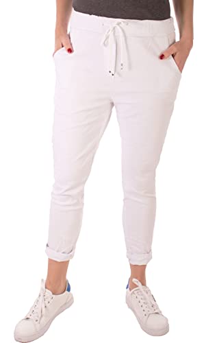 stylx Damen Jogginghose im Vintage Look Sweatpants für Freizeit Sport und Fitness (as3, Numeric, Numeric_40, Numeric_42, Regular, Regular, weiß) von stylx