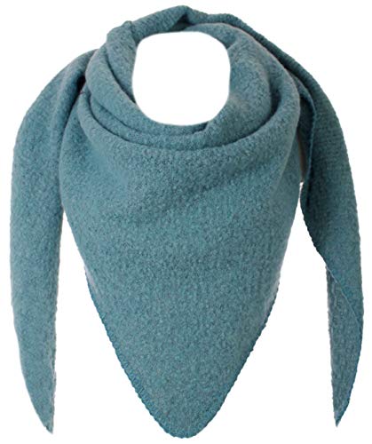 stylx Damen Schal XXL Dreieck mit Blumenmuster 3-Eck Schneeflocke Warm Weich Strickschal Karo Winterschal Herbstschal Wolleschal Frauen Deckenschal Halstuch Scarf Poncho Cape (UNI petrol) von stylx