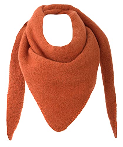 stylx Damen Schal XXL Dreieck mit Blumenmuster 3-Eck Schneeflocke Warm Weich Strickschal Karo Winterschal Herbstschal Wolleschal Frauen Deckenschal Halstuch Scarf Poncho Cape (UNI safran) von stylx