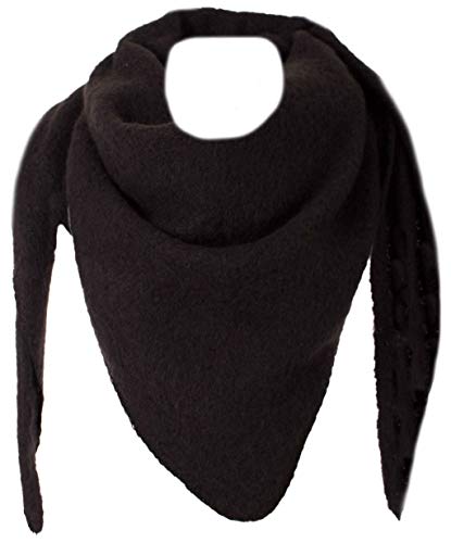 stylx Damen Schal XXL Dreieck mit Blumenmuster 3-Eck Schneeflocke Warm Weich Strickschal Karo Winterschal Herbstschal Wolleschal Frauen Deckenschal Halstuch Scarf Poncho Cape (UNI schwarz) von stylx