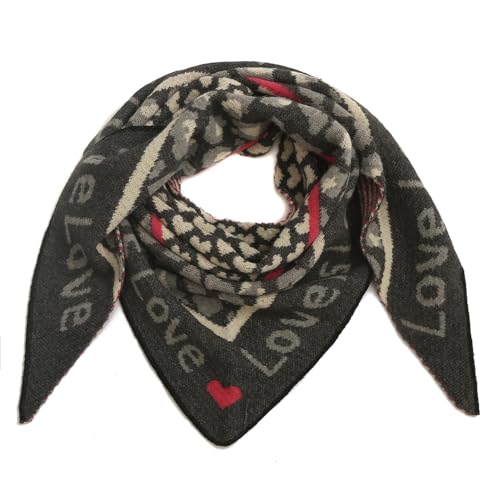 stylx Damen Schal XXL Dreieck mit Leopard Muster LEO 3FARBIG Warm Weich Strickschal Karo Winterschal Herbstschal Wolleschal Frauen Deckenschal Halstuch Scarf Poncho Cape (LL Schwarz) von stylx