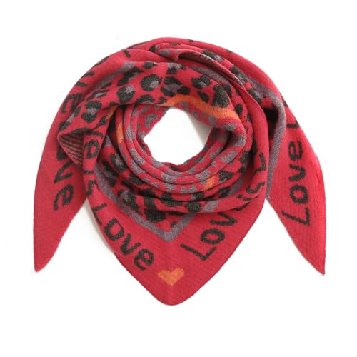 stylx Damen Schal XXL Dreieck mit Leopard Muster LEO LOVE Warm Weich Strickschal Karo Winterschal Herbstschal Wolleschal Frauen Deckenschal Halstuch Scarf Poncho Cape (fuchsia) von stylx