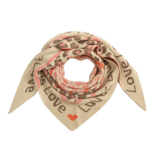stylx Damen Schal XXL Dreieck mit Leopard Muster LEO LOVE Warm Weich Strickschal Karo Winterschal Herbstschal Wolleschal Frauen Deckenschal Halstuch Scarf Poncho Cape (rose) von stylx