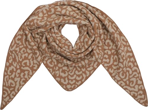 stylx Damen Schal XXL Dreieck mit Leopard Muster LEO SCHLICHT Warm Weich Strickschal Karo Winterschal Herbstschal Wolleschal Frauen Deckenschal Halstuch Scarf Poncho Cape (camel) von stylx