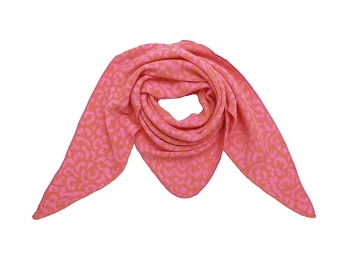 stylx Damen Schal XXL Dreieck mit Leopard Muster LEO SCHLICHT Warm Weich Strickschal Karo Winterschal Herbstschal Wolleschal Frauen Deckenschal Halstuch Scarf Poncho Cape (fuchsia/orange) von stylx