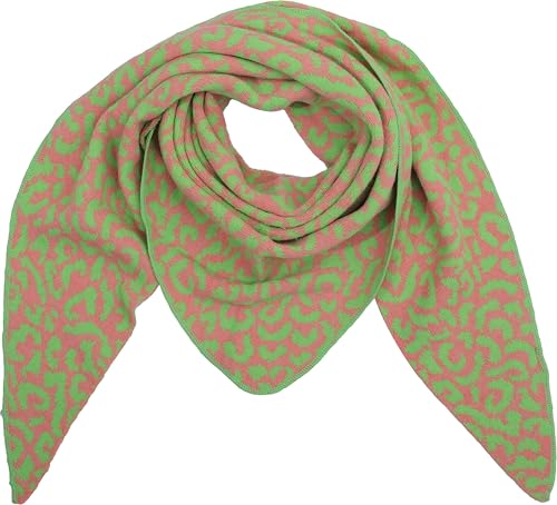 stylx Damen Schal XXL Dreieck mit Leopard Muster LEO SCHLICHT Warm Weich Strickschal Karo Winterschal Herbstschal Wolleschal Frauen Deckenschal Halstuch Scarf Poncho Cape (neon grün) von stylx