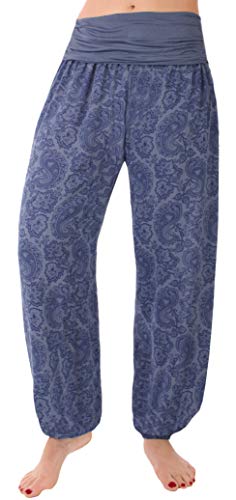 stylx Damen Sommerhose Pumphose Haremshose Größe 36/38 bis 48/50 mit Blumenmuster Flower Leichte (as3, Numeric, Numeric_38, Numeric_40, Regular, Regular, kl.BA Jeansblau) von stylx