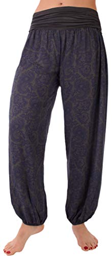 stylx Damen Sommerhose Pumphose Haremshose Größe 36/38 bis 48/50 mit Blumenmuster Flower Leichte (as3, Numeric, Numeric_38, Numeric_40, Regular, Regular, kl.BA dunkelgrau) von stylx