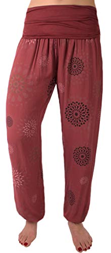 stylx Damen Sommerhose Pumphose Haremshose Größe 36/38 bis 48/50 mit Blumenmuster Flower Leichte (as3, Numeric, Numeric_40, Numeric_42, Regular, Regular, Bordeauxrot) von stylx