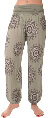 stylx Damen Sommerhose Pumphose Haremshose Größe 36/38 bis 48/50 mit Blumenmuster Sonne Leichte (DE/NL/SE/PL, Numerisch, 44, 46, Regular, Regular, Sonne Khaki) von stylx