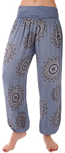 stylx Damen Sommerhose Pumphose Haremshose Größe 36/38 bis 48/50 mit Blumenmuster Sonne Leichte (DE/NL/SE/PL, Numerisch, 46, 48, Regular, Regular, Sonne Jeansblau) von stylx