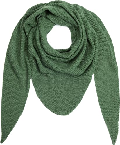 stylx Damen XXL Strick Dreieck Schal mit Reiskorn Strickmuster in Unifarben, Schal, Leichtes Tuch (dunkelgrün) von stylx