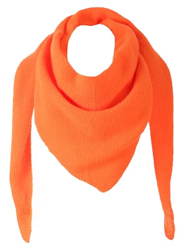 stylx Damen XXL Strick Dreieck Schal mit Reiskorn Strickmuster in Unifarben, Schal, Leichtes Tuch (neon orange) von stylx