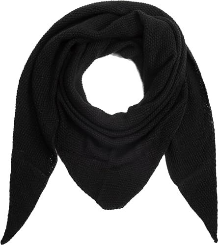 stylx Damen XXL Strick Dreieck Schal mit Reiskorn Strickmuster in Unifarben, Schal, Leichtes Tuch (schwarz) von stylx