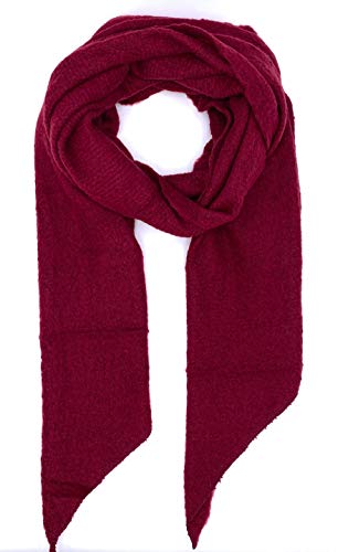 stylx Damen weicher unifarbener Web Schal in asymmetrischer Form, Winter, Stola Pcpyron Long Scarf Noos (bordeauxrot) von stylx