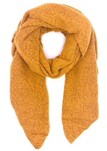 stylx Damen weicher unifarbener Web Schal in asymmetrischer Form, Winter, Stola Pcpyron Long Scarf Noos (curry) von stylx