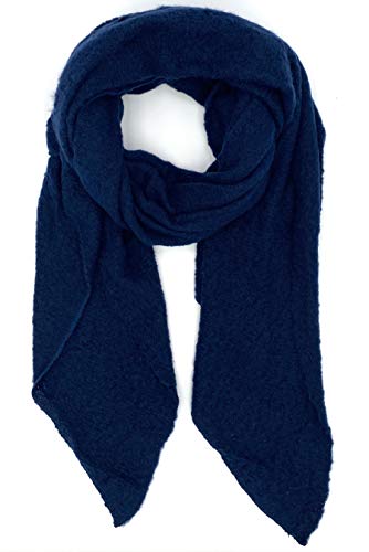 stylx Damen weicher unifarbener Web Schal in asymmetrischer Form, Winter, Stola Pcpyron Long Scarf Noos (dunkelblau) von stylx