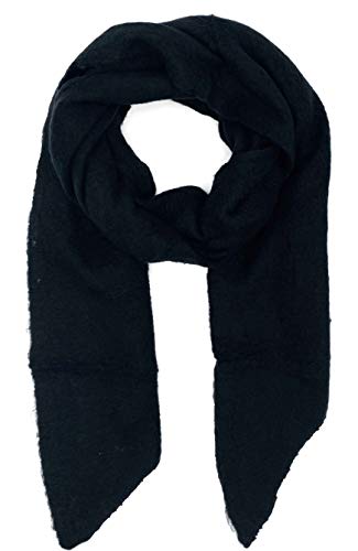 stylx Damen weicher unifarbener Web Schal in asymmetrischer Form, Winter, Stola Pcpyron Long Scarf Noos (schwarz) von stylx