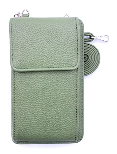 stylx Kleine Handy Umhängetasche, Geldbörse Damen Brieftasche RFID Schutz Crossbody Handytasche Reisepass mit Kartenfächern und Verstellbarem Schultergurt (khaki) von stylx