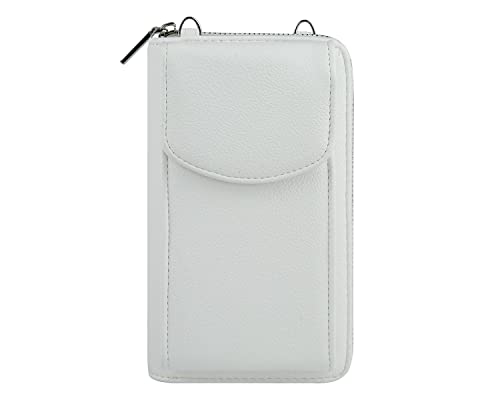 stylx Kleine Handy Umhängetasche, Geldbörse Damen Brieftasche RFID Schutz Crossbody Handytasche Reisepass mit Kartenfächern und Verstellbarem Schultergurt (weiß) von stylx