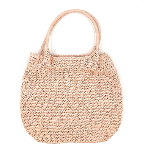 stylx Korbtaschen UNI Damen Stroh Umhängetasche Mori EIN-Schulter-Strohsack Handgewebte Basttasche Korbtasche Sommer Strand Geldbörse Frauen Weben Handtasche für Arbeit Reise Outdoor (hellrosa) von stylx
