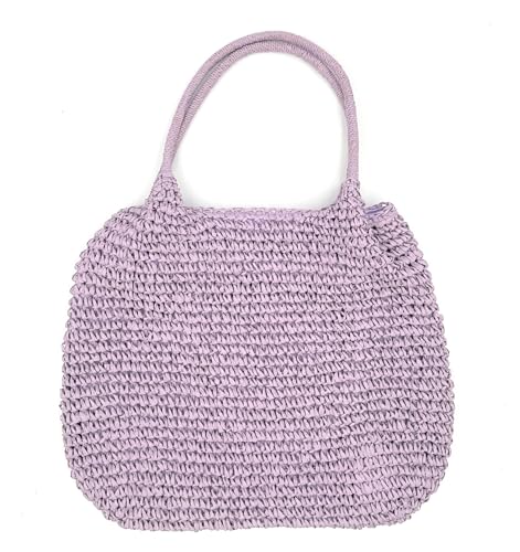 stylx Korbtaschen UNI Damen Stroh Umhängetasche Mori EIN-Schulter-Strohsack Handgewebte Basttasche Korbtasche Sommer Strand Geldbörse Frauen Weben Handtasche für Arbeit Reise Outdoor (lila) von stylx