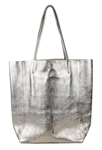 stylx Made in Italy Damen Leder Tasche XXL DIN-A4 Shopper Tote Hobo Bag Henkeltasche Handtasche Umhängetasche Ledertasche Schultertasche Large mit Innentasche aus Leder (bronze) von stylx
