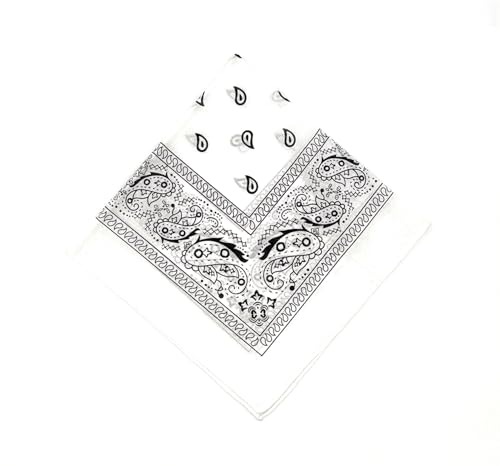 stylx Schals & Tücher Bandana Halstuch Bikertuch Nickituch Kopftuch Baumwolle Mundschutz Piratentuch ideal für Karneval Fasching Karnevalskostüm Hund Hundehalsband Hundetuch (weiß) von stylx