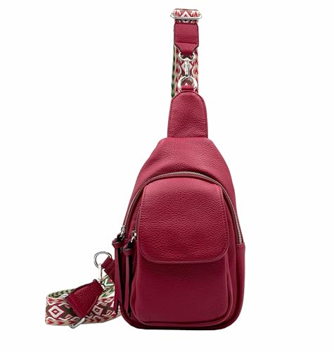 stylx Sling Bag Damen Klein Brusttasche PU Leder Schultertaschen Handy Umhängetasche Crossbag Umhängen für Outdoorsport, Wandern, Radfahren, Reisen (rot) von stylx